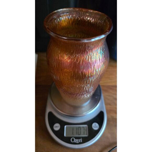 Jeanette Carnival Glass Marigold Tree Bark Vase 7 1/2" - Picture 5 of 5